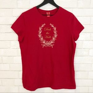 Red Deck the Halls Christmas Tee